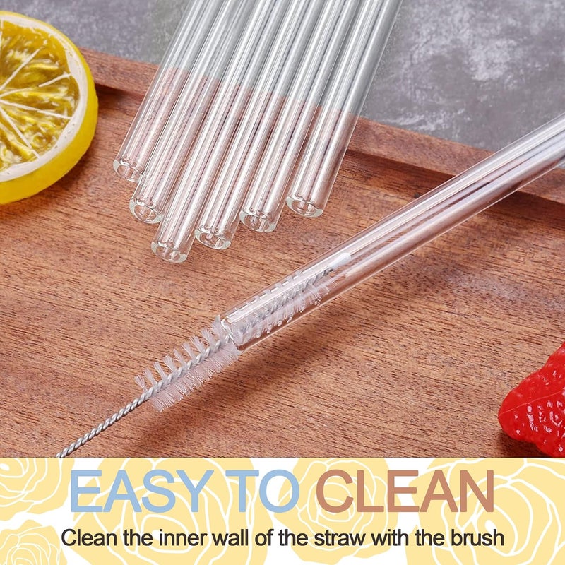 Glass Straw with straw cleaning brush | 4 glass straws transparent & 1 cleaner | Clear Reusable straw glass, elegant alternate to stainless steel straws for drinking juice, smoothi - Image 3