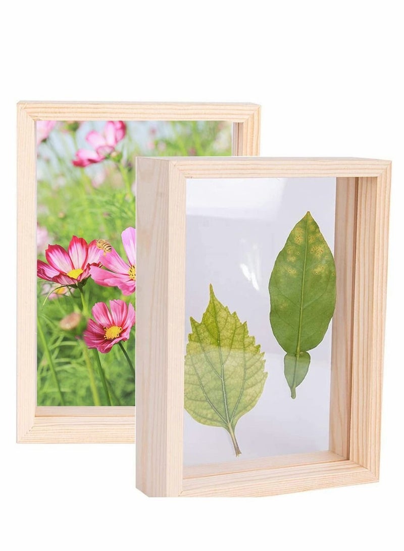 Captaintech 4.5x6.5 Inch Picture Frames, Wooden Photo Frames Bulk, Double Side Pressed Flower Plant Specimen Herbarium Clip for Tabletop Display Decoration, 2 Pack - Image 1