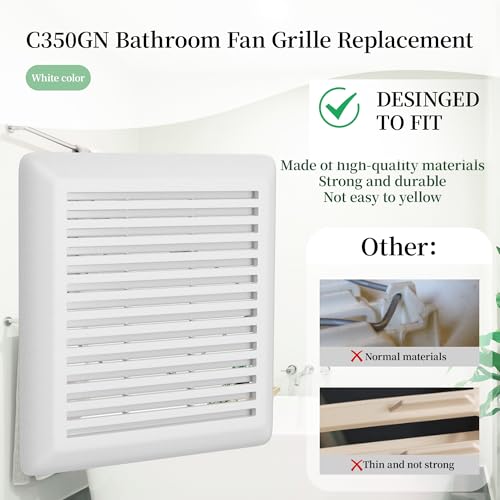 ZAITOE C350GN Bathroom Exhaust Fan Cover Replacement, 8.75" x 9.125" White Vent Grille Cover with Springs S97017068 Compatible with Br-oan-Nu-Tone 695 696N Bathroom Plastic Wall-Mount Ventilation Fans Cover - Image 4