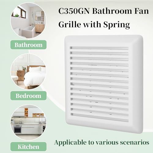 ZAITOE C350GN Bathroom Exhaust Fan Cover Replacement, 8.75" x 9.125" White Vent Grille Cover with Springs S97017068 Compatible with Br-oan-Nu-Tone 695 696N Bathroom Plastic Wall-Mount Ventilation Fans Cover - Image 5