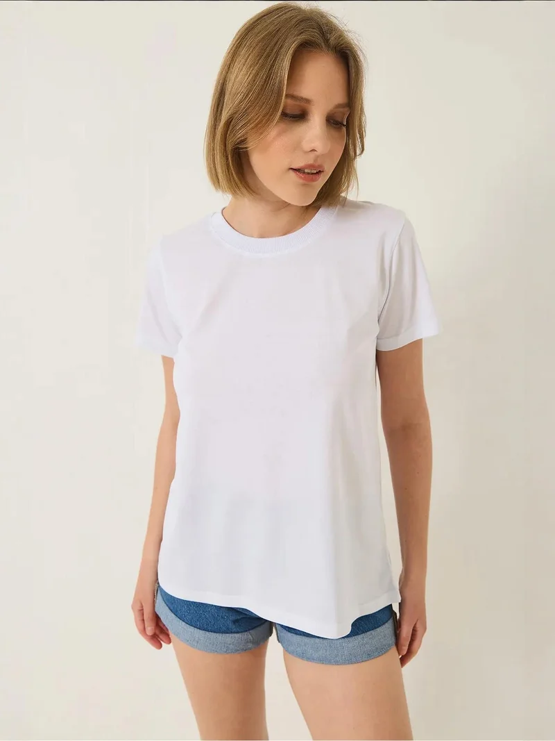 Bianco Lucci LUCCI Comfort Fit Crew Neck T-Shirt