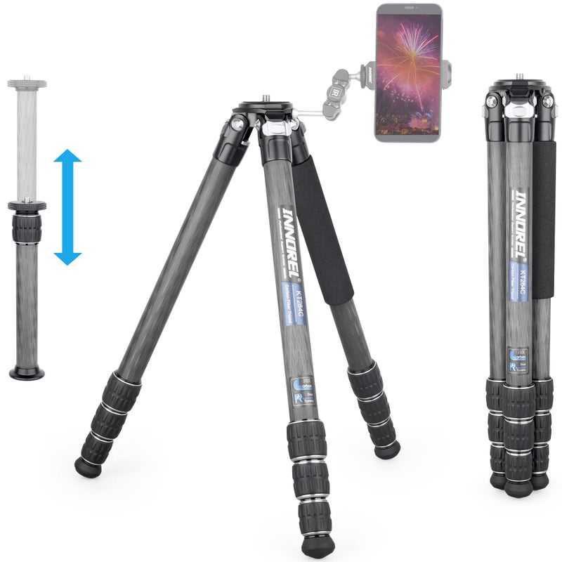 Innorel Carbon Fiber Tripod-INNOREL KT284C Super Professional Portable Travel Tripod for DSLR Camera Heavy Duty Compact Stand Support 1.1in/29mm Tube Max Load 44lbs/20kg with Short Center Column Only Tripod - Image 1