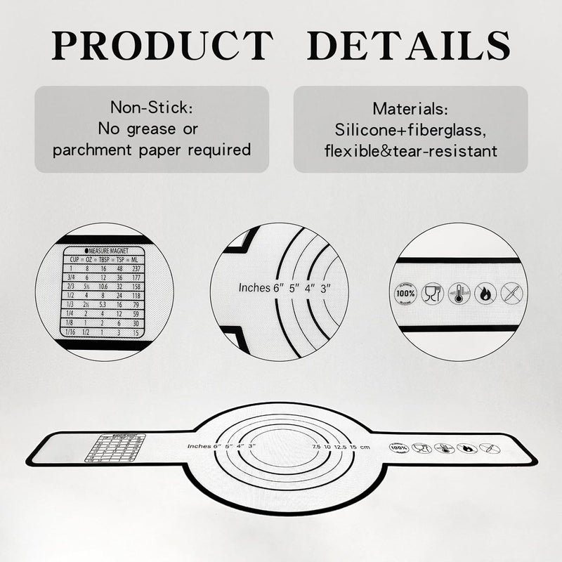 LEAYATST 2pcs Silicone Baking Mat for Dutch Oven 83 Inch Bread Baking Mat With Long Handles Baking Sling Heat Resistant NonStick Reusable Baking Liner Sheet Pad for Baking Bread Toast Dough Pastry - Image 5
