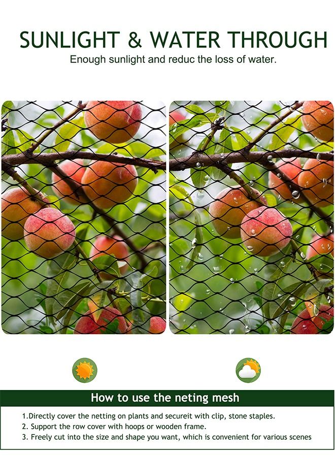 HomarKet Bird Netting for Garden Protect Vegetable Plants and Fruit Trees trellis patio Netting for Birds pets poultry Animals Extra-Large 13.1ftX32.8ft Black - Image 3