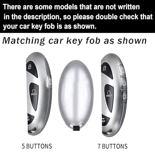 ontto Metal Key Cover Fit for Hyundai Sonata Hybrid Santa fe 2024 Key Fob,Leather Car Key Case Holder Fit for Hyundai Ioniq 6 Grandeur GN7 Kona Elantra Azera,Anti-Scratched Key Fob Protector,Black - Image 2