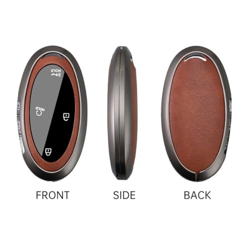 ontto Metal Key Cover Fit for Hyundai Sonata Hybrid Santa fe 2024 Key Fob,Leather Car Key Case Holder Fit for Hyundai Ioniq 6 Grandeur GN7 Kona Elantra Azera,Anti-Scratched Key Fob Protector,Black - Image 3