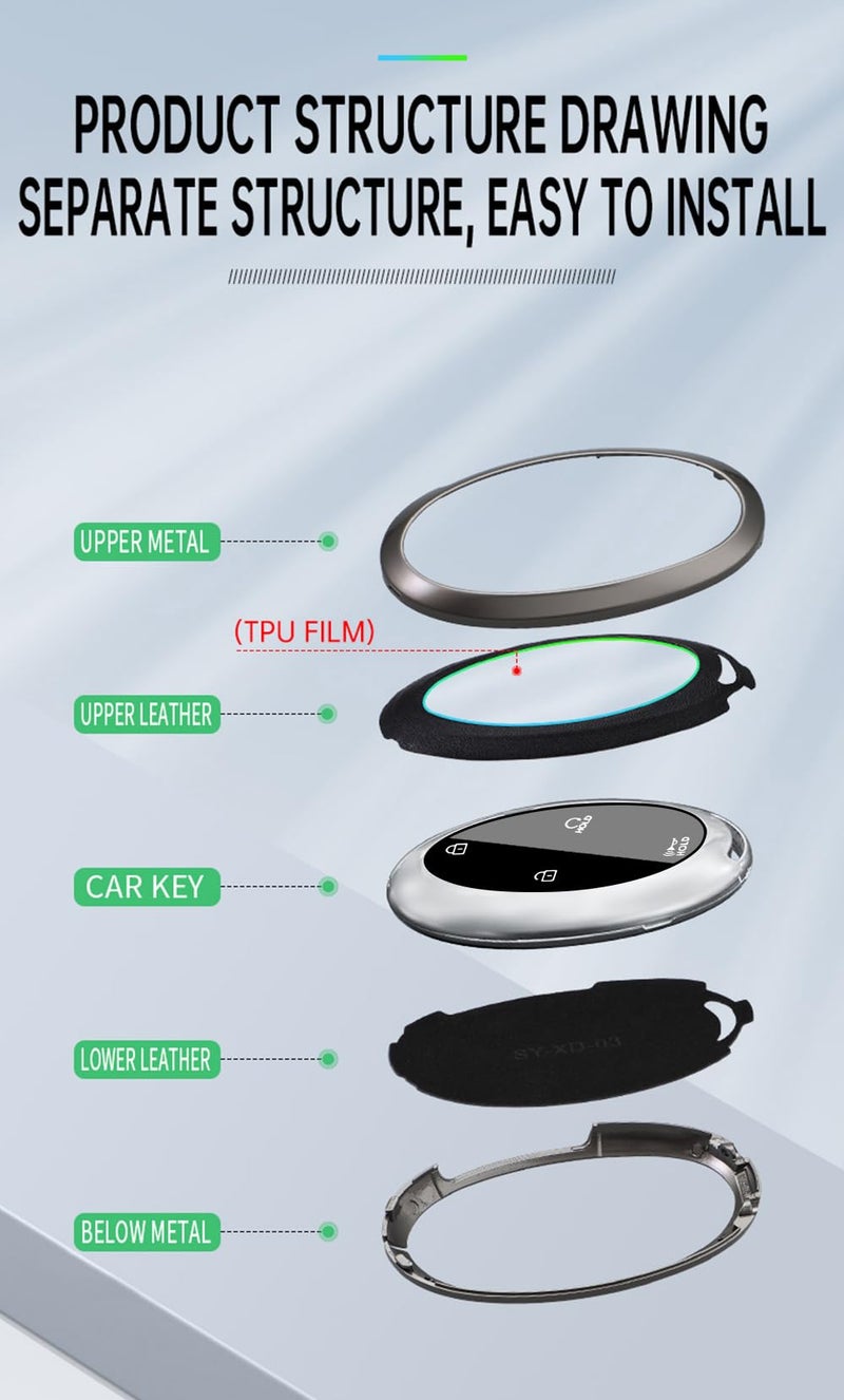 ontto Metal Key Cover Fit for Hyundai Sonata Hybrid Santa fe 2024 Key Fob,Leather Car Key Case Holder Fit for Hyundai Ioniq 6 Grandeur GN7 Kona Elantra Azera,Anti-Scratched Key Fob Protector,Black - Image 4