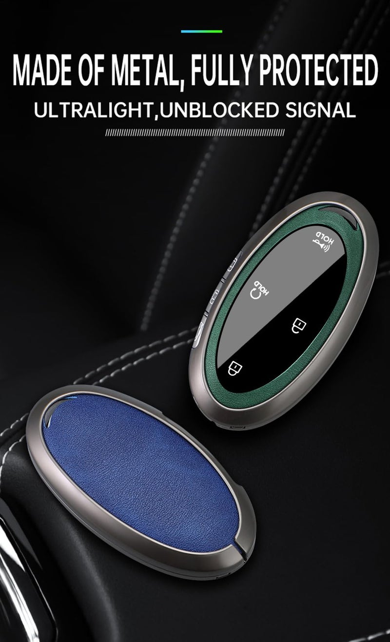 ontto Metal Key Cover Fit for Hyundai Sonata Hybrid Santa fe 2024 Key Fob,Leather Car Key Case Holder Fit for Hyundai Ioniq 6 Grandeur GN7 Kona Elantra Azera,Anti-Scratched Key Fob Protector,Black - Image 5