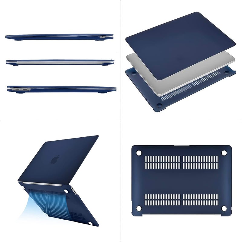 موسيسو متوافق مع غلاف MacBook Air مقاس 13 بوصة بشريحة M1 إصدارات 2021-2018 A2337 A2179 A1932، غلاف بلاستيكي صلب وغطاء لوحة مفاتيح وغطاء شاشة وحقيبة تخزين لجهاز MacBook Air مقاس 13.3 بوصة، أزرق بحري - Image 5
