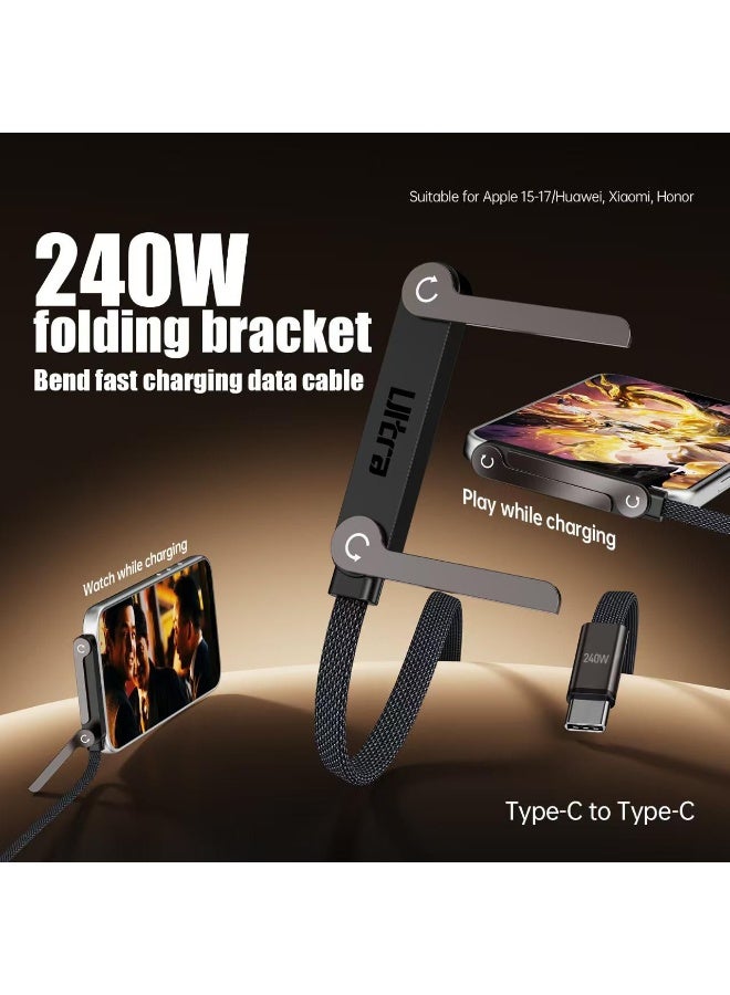 Ultra 240W USB-C to USB-C Fast Charging Cable with Folding Bracket Stand, Compatible with Apple, Huawei, Xiaomi, Honor - Image 2
