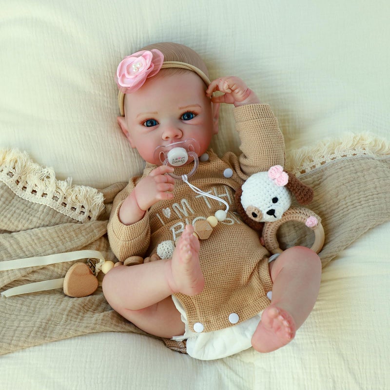 KSBD Realistic Reborn Baby Dolls - 20 Inch Cute Real Life Baby Girl Doll, Lifelike Newborn with Full Vinyl Body,Real Baby Dolls with Accessories for 3+ Years Old Kids Gifts - Image 1
