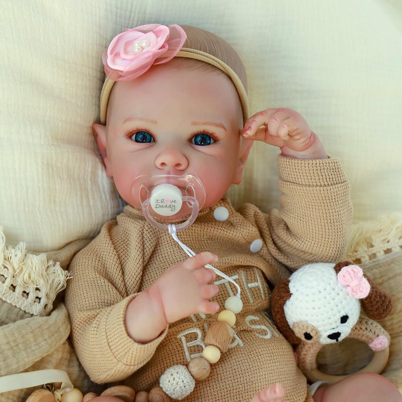 KSBD Realistic Reborn Baby Dolls - 20 Inch Cute Real Life Baby Girl Doll, Lifelike Newborn with Full Vinyl Body,Real Baby Dolls with Accessories for 3+ Years Old Kids Gifts - Image 5