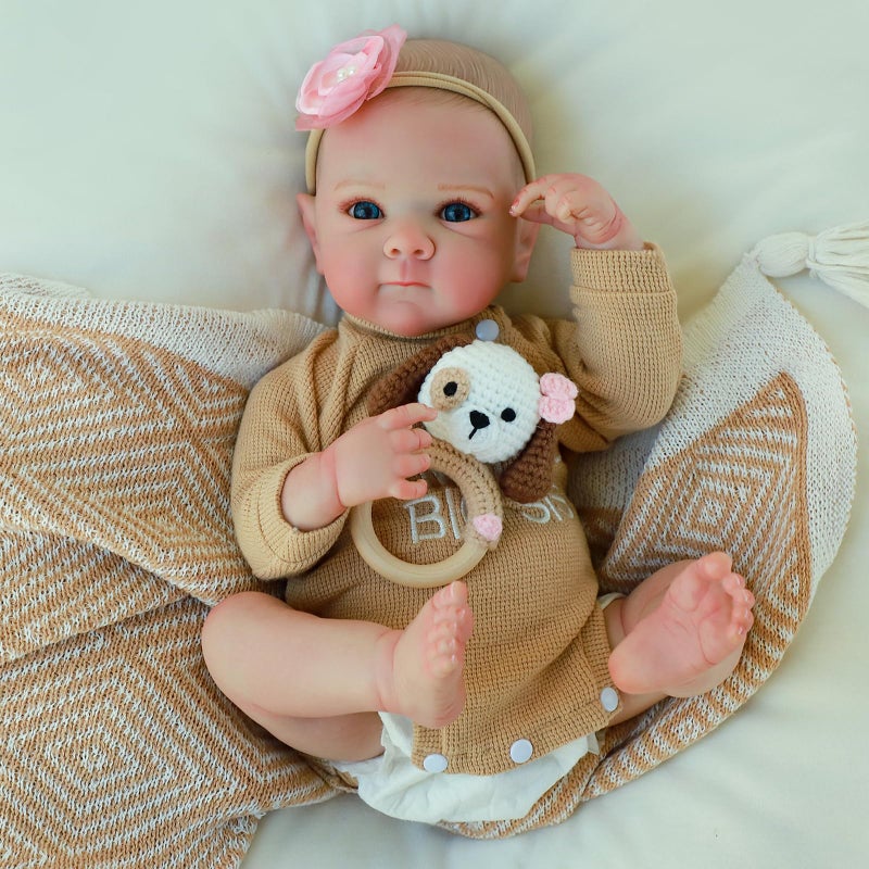 KSBD Realistic Reborn Baby Dolls - 20 Inch Cute Real Life Baby Girl Doll, Lifelike Newborn with Full Vinyl Body,Real Baby Dolls with Accessories for 3+ Years Old Kids Gifts - Image 3