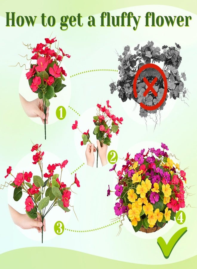 Dolicer أزهار دوليسر الاصطناعية المعلقة الواقعية للاستخدام الخارجي، أزهار اصطناعية كبيرة الحجم تبدو حقيقية مع سلال، نباتات وأزهار صناعية معلقة مقاومة للأشعة فوق البنفسجية للشرفة والفناء والحديقة - Image 4