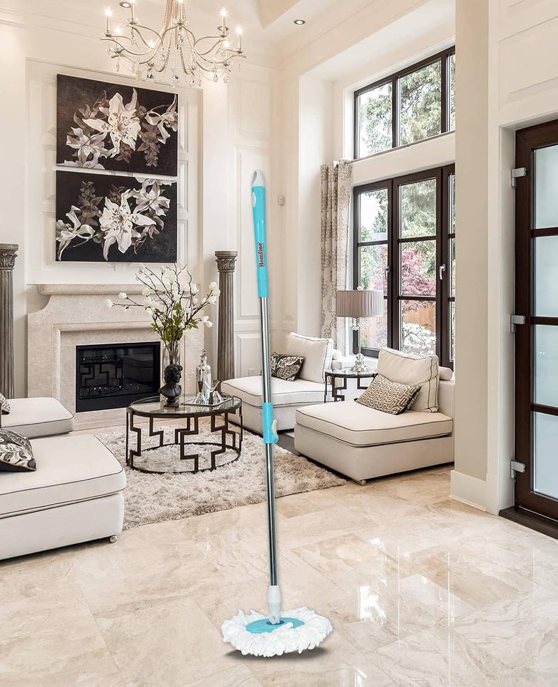 Homfine® Stainless Steel Mop Rod Set for Spin Mops with One Microfiber Refill (1 Set, 3.8 feet) - Image 2