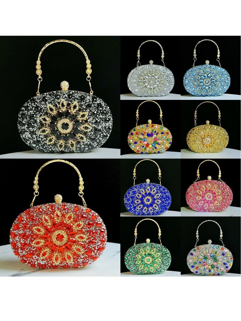 New Rhinestone Sunflower Diamond Full Diamond Goose Egg Small Clutch Bag Crossbody Women'S Bag Dress Cheongsam Banquet Bag - Image 4