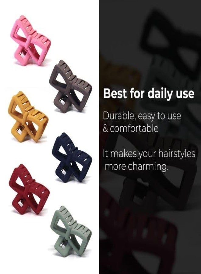 FREEBIES Korean Style Matte Bow Shaped Hair Claw Hair Clips, Clutchers, Hair Extension, Hair Clips & Hair Claw for Womens & Girls For All Types Of Hair (Pack OF 24) - Image 4