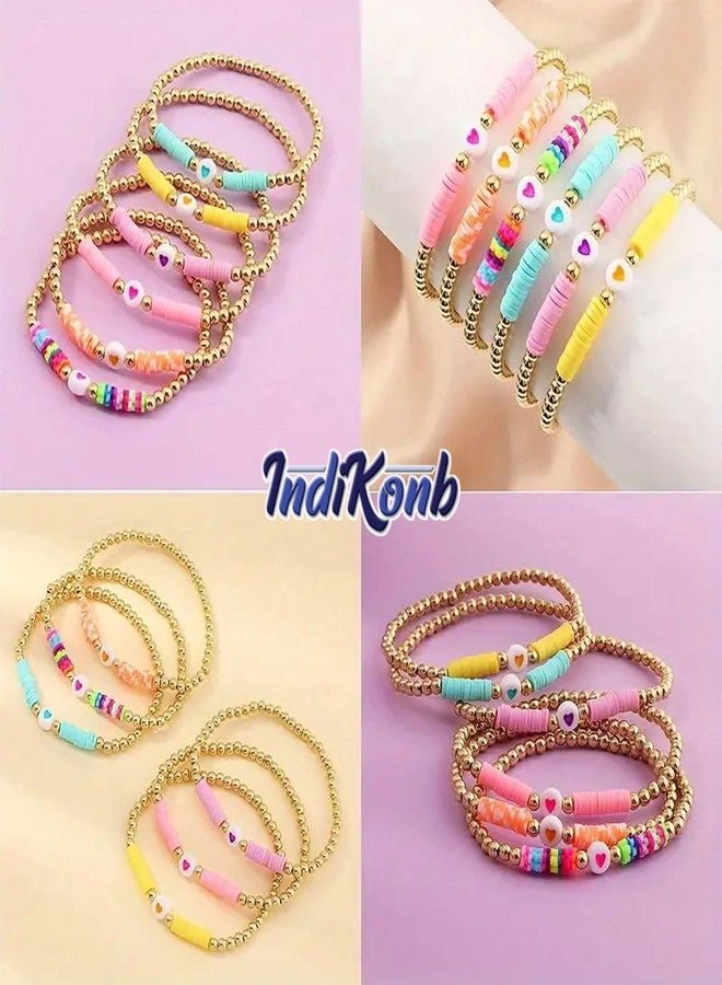 INDIKONB Round Acrylic Spacer Beads with Heart Design - 300 Colorful Hearts for Bracelet Kit, Necklace Making, Jewelry Craft, and Charms Set (White Multicolor) - Image 5