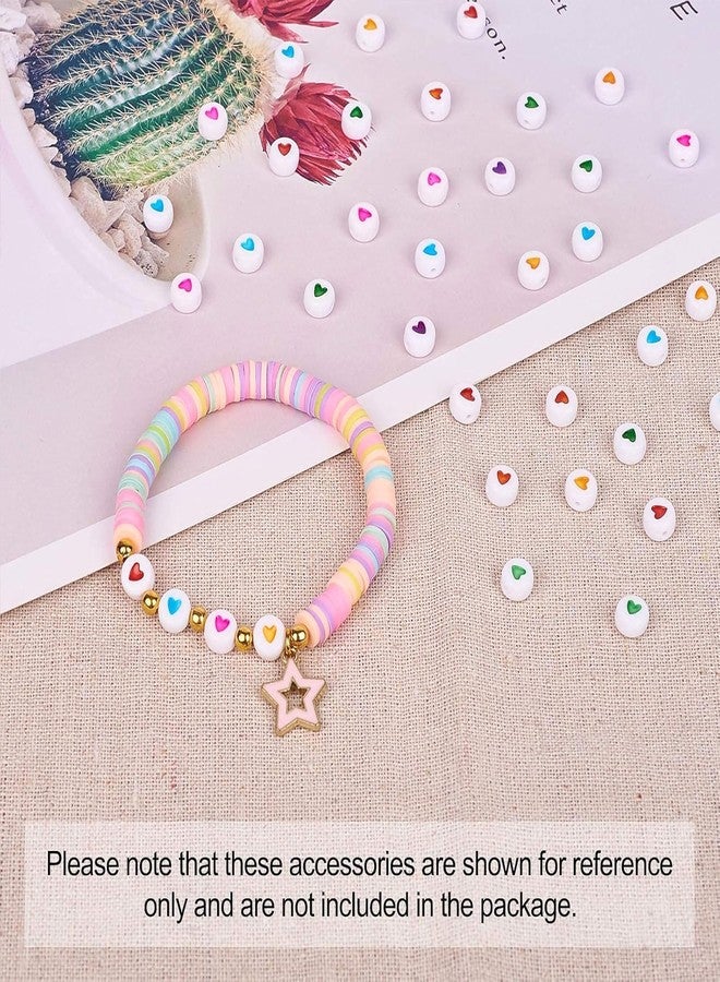 INDIKONB Round Acrylic Spacer Beads with Heart Design - 300 Colorful Hearts for Bracelet Kit, Necklace Making, Jewelry Craft, and Charms Set (White Multicolor) - Image 4