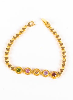 Chinese Gold Bracelet with Multi Colored Zirconic Stones (4)