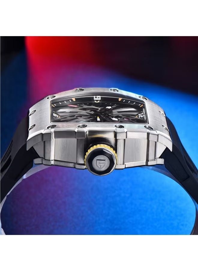 PAGANI DESIGN Men's Quartz Sports Watch Stainless Steel Shell 5atm Waterproof Watch Black Wristband PD-1738 Black  - Image 4