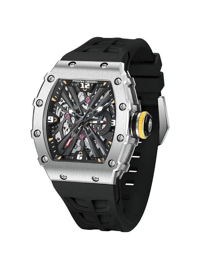 PAGANI DESIGN Men's Quartz Sports Watch Stainless Steel Shell 5atm Waterproof Watch Black Wristband PD-1738 Black  - Image 1