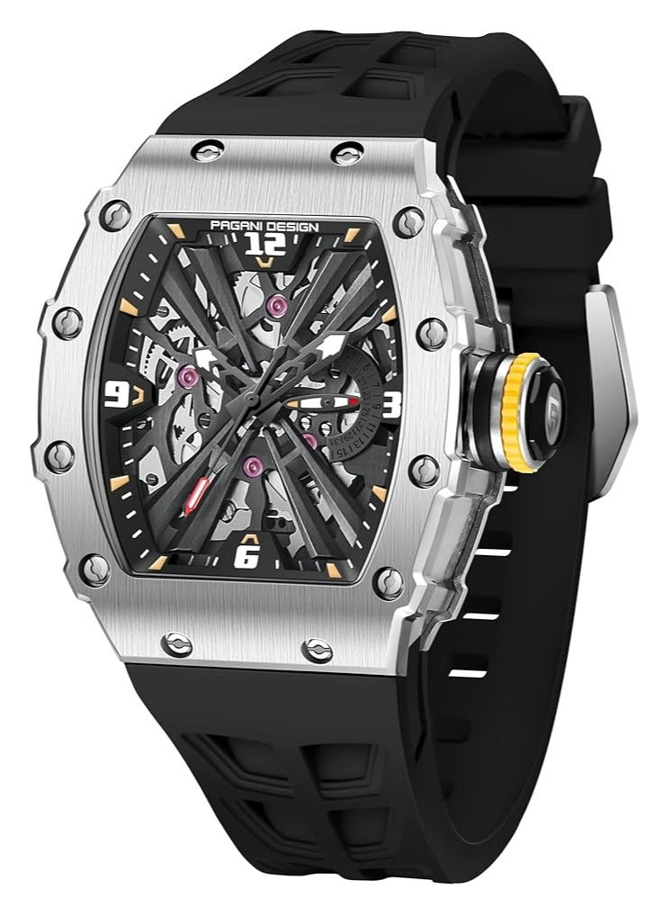 باغاني ديزاين الرجال الكوارتز الرياضة ووتش الفولاذ المقاوم للصدأ قذيفة 5 أتم للماء ووتش الأسود معصمه بد-1738 الأسود - Image 1