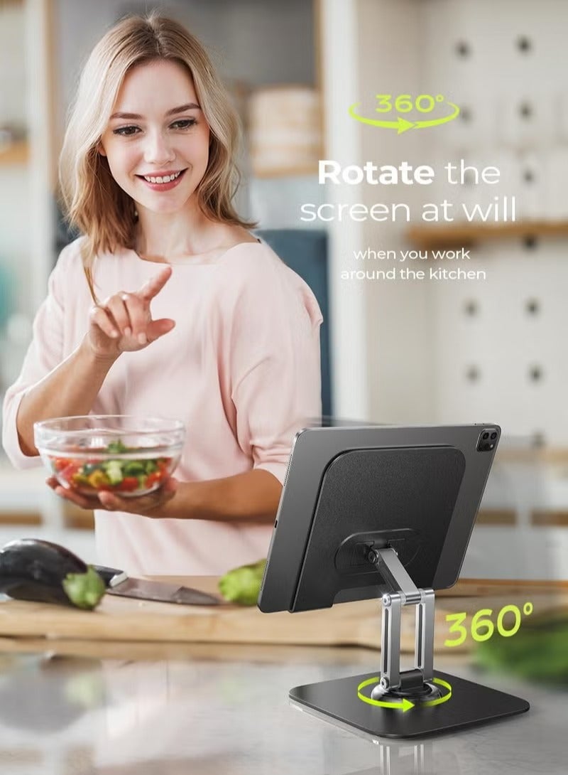 ريد ليف حامل آيباد، حامل معدني للهواتف والأجهزة اللوحية قابل للدوران 360 درجة، حامل أجهزة لوحية قابل للطي والتعديل لسطح المكتب، مناسب لسطح المكتب/PS/Switch، iPhone مقاس 12.9 بوصة - 4.7 بوصة - Image 5