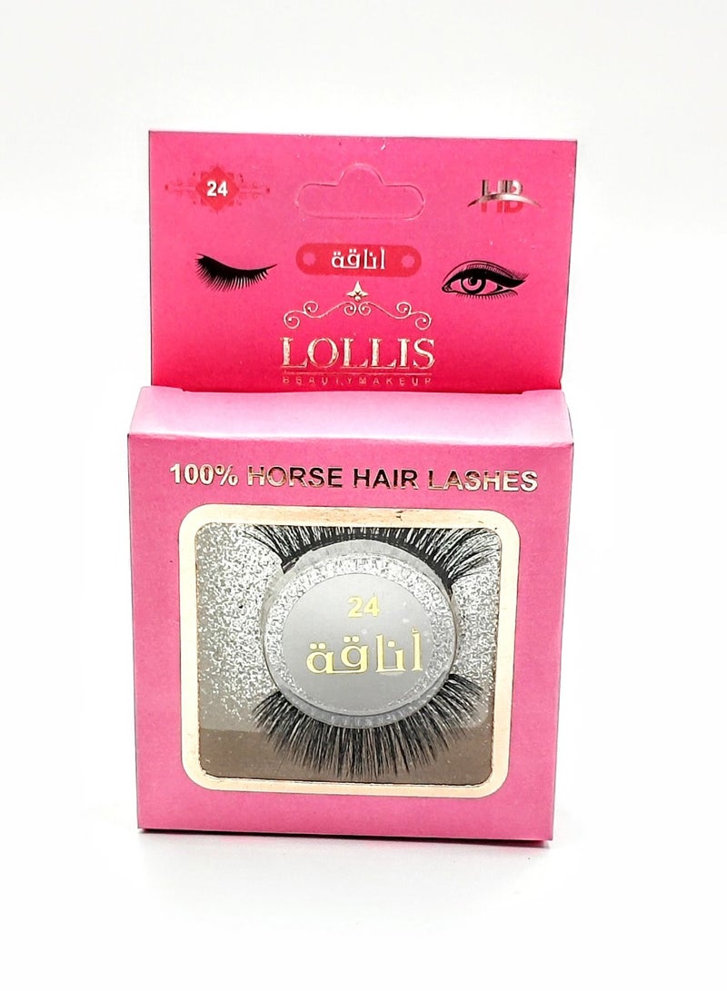 LOLLIS 100% Natural Horsehair Eyelashes Are Long And Thick, Perfect For Mascara Application