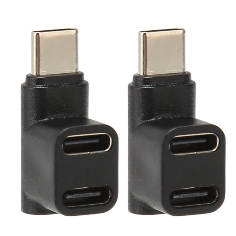 USB C 90 Degree Adapter 1 to 2 - 10Gbps Transfer 4K 60Hz Right Angle USB C Male to Female Adapter for Gaming - Image 1