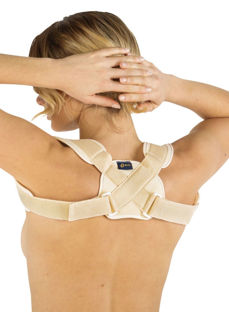 PAVIS Clavicle Immobilizer – Adjustable Back & Posture Corrector for Men, Women & Teens, Spine Straightener, Neck & Shoulder Pain Relief, Improve Seated & Standing Posture, Italy Brand, Bacteriostatic Material, 100% Cotton - Image 1