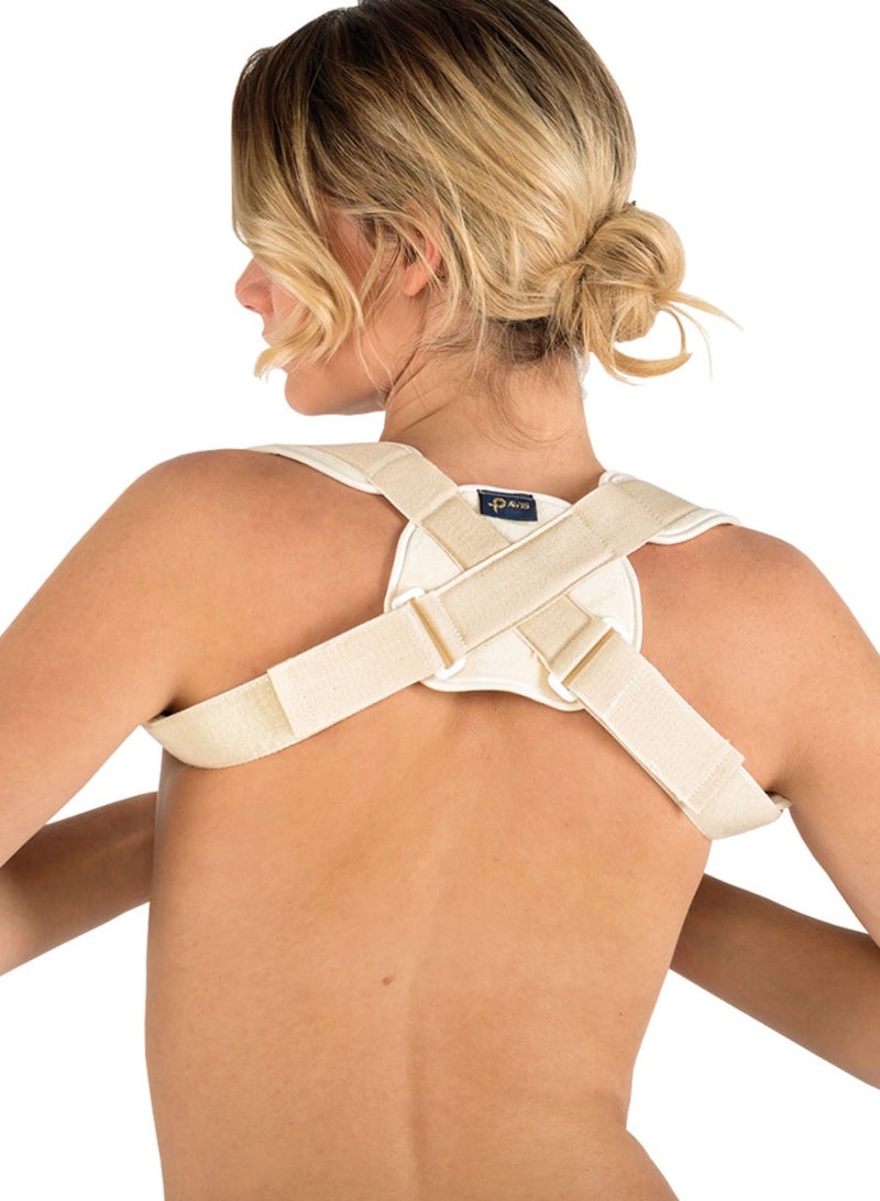 PAVIS Clavicle Immobilizer – Adjustable Back & Posture Corrector for Men, Women & Teens, Spine Straightener, Neck & Shoulder Pain Relief, Improve Seated & Standing Posture, Italy Brand, Bacteriostatic Material, 100% Cotton - Image 2