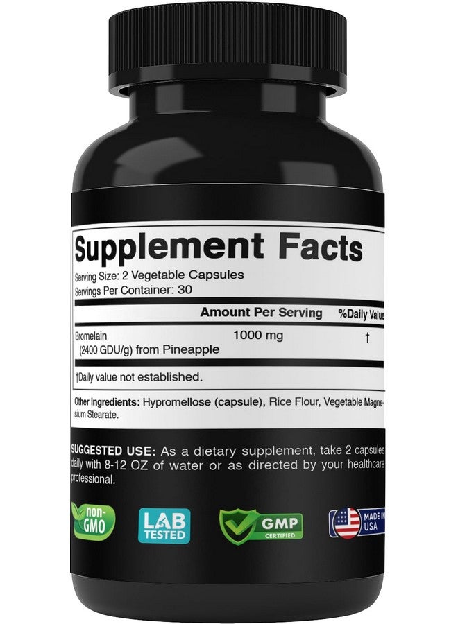 Vitabod Bromelain Supplement 1000mg per Serving, 2400 GDU/g, Proteolytic Enzymes, Supports Digestion of Proteins, 60 Count - Non-GMO & Gluten Free - Image 4