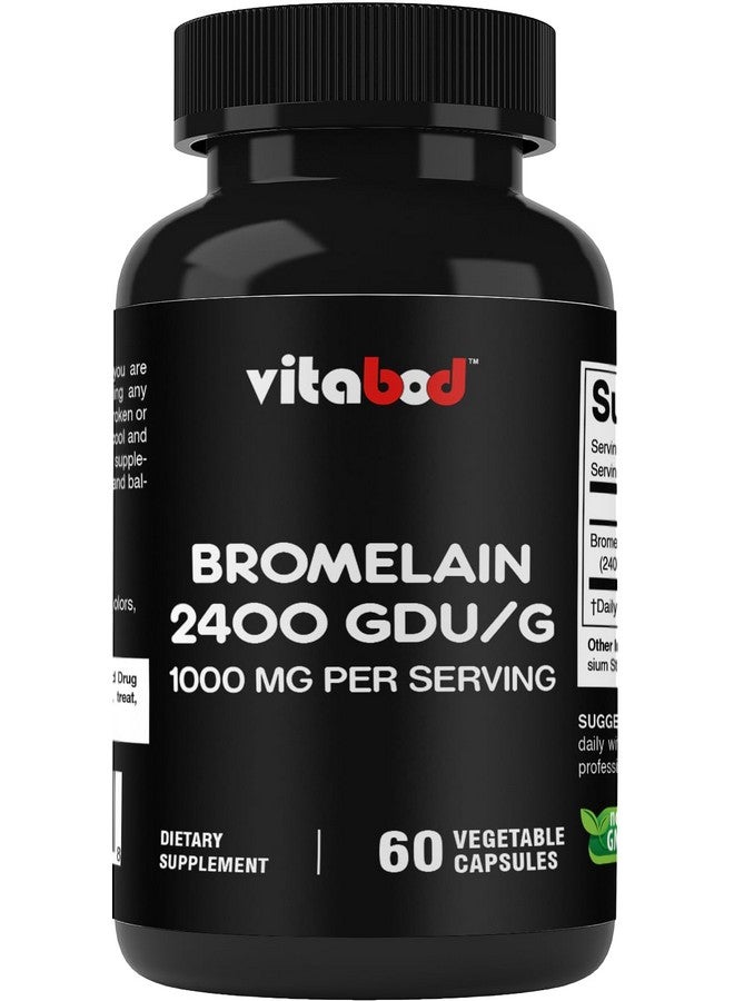 Vitabod Bromelain Supplement 1000mg per Serving, 2400 GDU/g, Proteolytic Enzymes, Supports Digestion of Proteins, 60 Count - Non-GMO & Gluten Free - Image 1