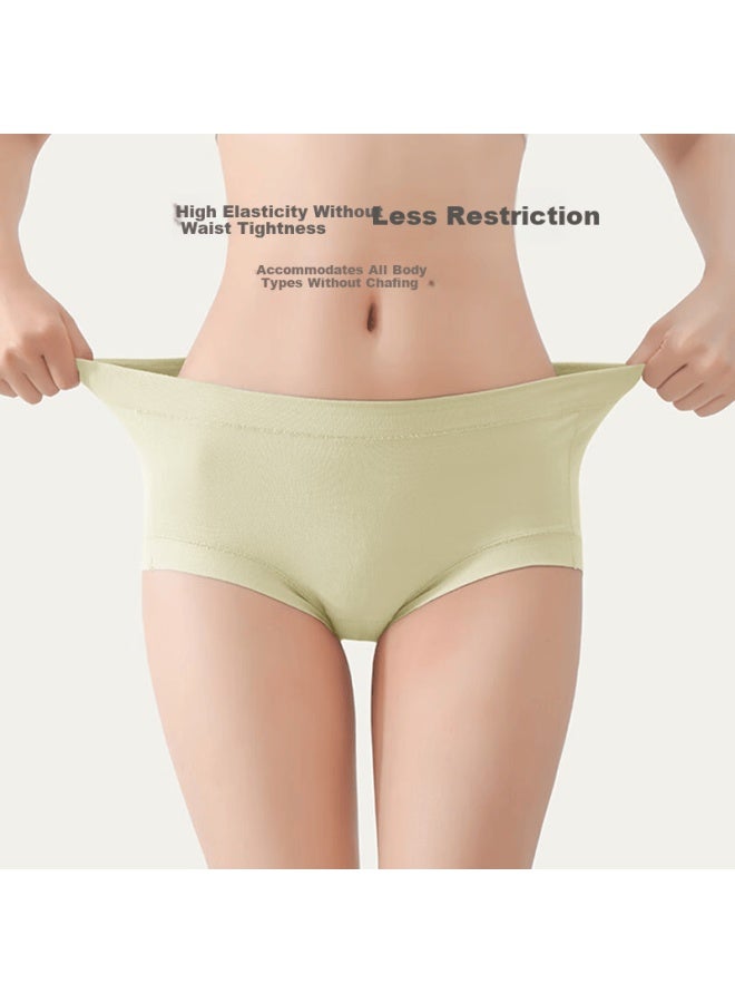 Youngyell Women's Plus Size 10a Antibacterial Pure Cotton Crotch Mid-waist Seamless Breathable 60-count Xinjiang Cotton Underwear 3-pack