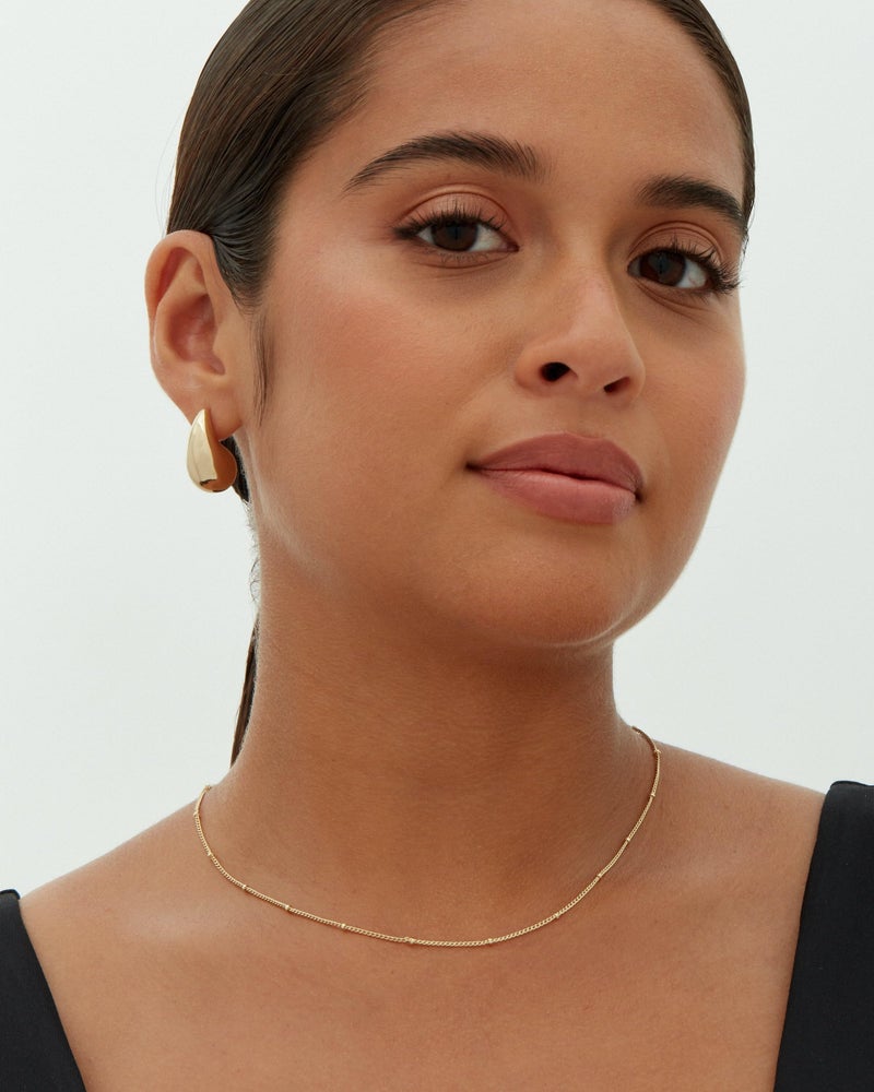 PAVOI 14K Gold Plated 925 Sterling Silver Post Teardrop Chunky Hoop Earrings - Lightweight Drop Yellow for Women - 22mm Designer Dupe Earrings - Image 5