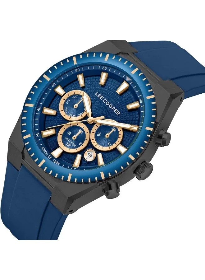 Lee Cooper LEE COOPER Men's JP25 Movement Watch, Multi Function Display and Silicone Strap - LC08088.999, Dark Blue