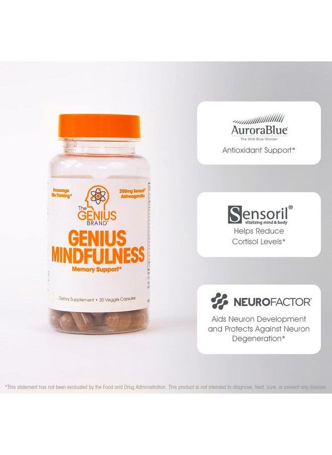 The Genius Brand - Genius Mindfulness Supplement Nootropic Cognitive Brain Booster Enhances Memory Focus & Energy Natural Calming Supplement With Ashwagandha Neurofactor & Blueberry Extract 30 Veggie Capsules - Image 1