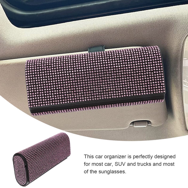 Rhinestone Glasses Holders Car Sunglasses Holder Car Accessories - Image 3