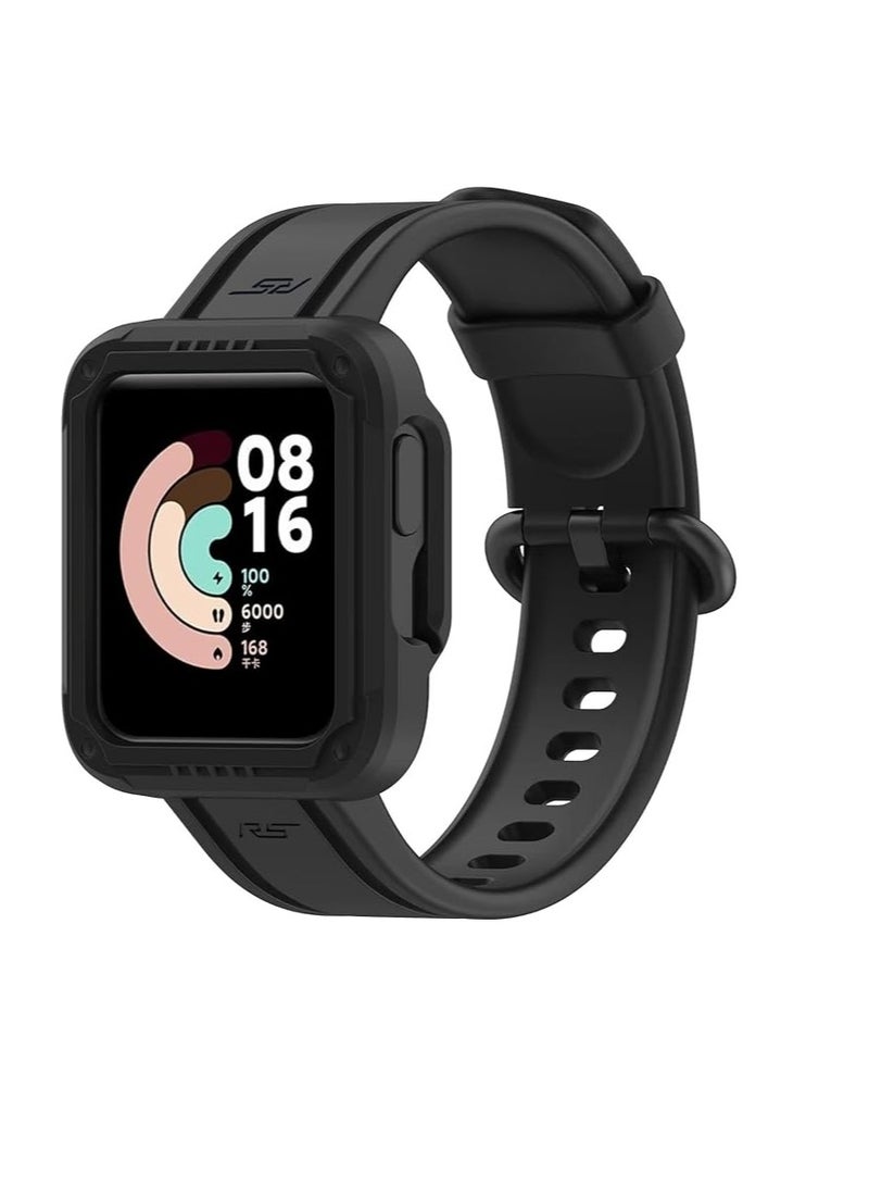 Replacement Wrist Band Compatible with Xiaomi MI Watch Lite/Redmi Watch 2 Lite/Poco Watch/Redmi Watch 2/Horloge 2, Adjustable Soft Silicone Wrist Strap with Cover