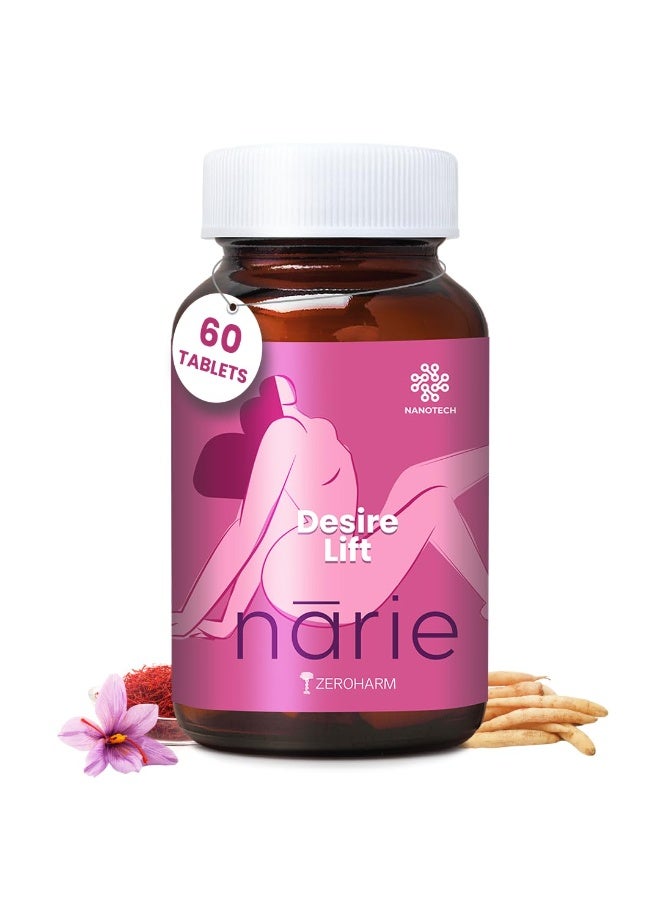ZEROHARM Narie Desire Lift | with Maca Root, Ginseng, Ashwagandha, Safed Musli, L-Arginine for Intimate Wellness, Confidence, & Energy for Women - Plant Based Supplement - 60 Nano Formulated Capsules - Image 1