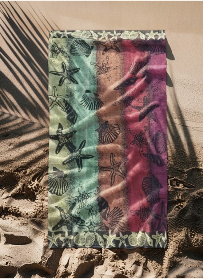 snooze Snooze Beach towel, 170*90 cm, sea shell design  - Image 2
