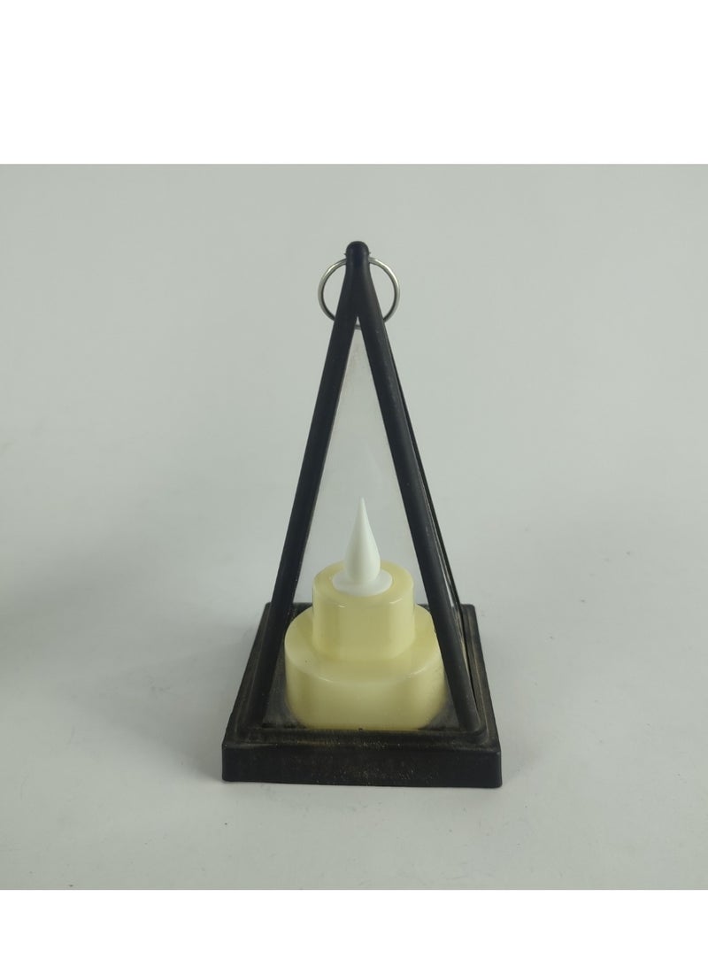 فانوس شمعة حامل على شكل الهرم احتفالي انيق زجاج الجدول ديكور، اسود عدد 2 - Image 1