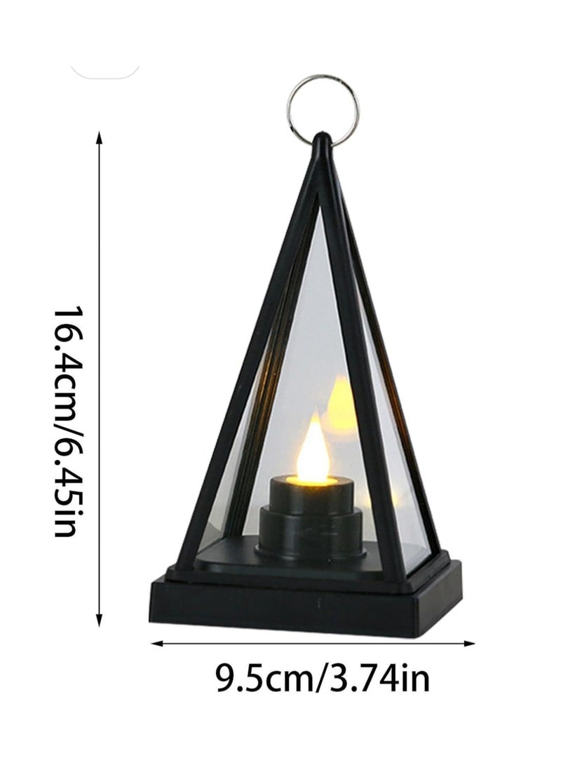 فانوس شمعة حامل على شكل الهرم احتفالي انيق زجاج الجدول ديكور، اسود عدد 2 - Image 3