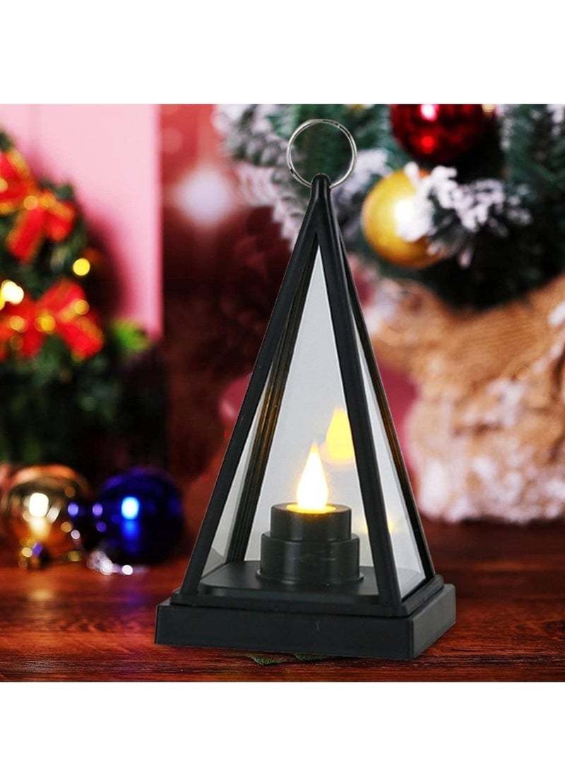 فانوس شمعة حامل على شكل الهرم احتفالي انيق زجاج الجدول ديكور، اسود عدد 2 - Image 5