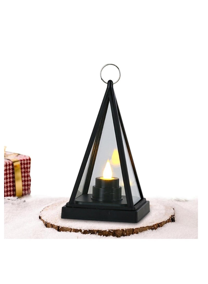 فانوس شمعة حامل على شكل الهرم احتفالي انيق زجاج الجدول ديكور، اسود عدد 2 - Image 2