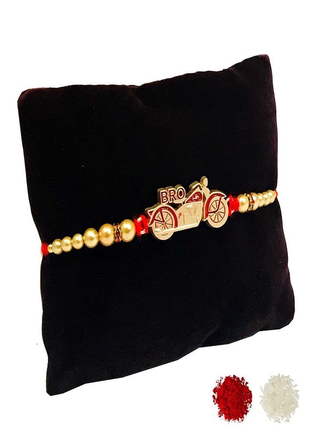 Evisha Rose Gold Bike Motorcycle Rakhi For Brother | Rakhi Combo-154 | rakhi || rakhi set || rakhi for brother || rakhi for brother and bhabhi || rakhi combo || bhaiya bhabhi rakhi || rakhi gifts - Image 2