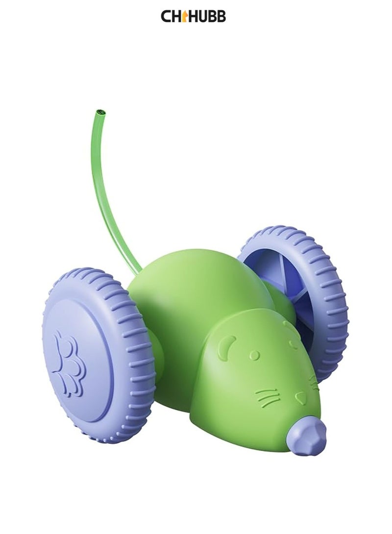 CHIHUBB Rechargeable Auto-Moving Cat Toy – Green Electric Mouse Toy with Obstacle Avoidance, Indoor Interactive Pet Exercise Wheel for Kittens & Cats - Image 1
