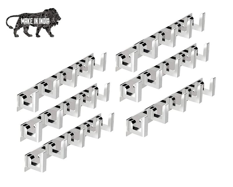 MAP حزمة MAP من 6 شماعات قماش من الفولاذ المقاوم للصدأ 5 دبابيس نوع L ، شماعة حائط للحمام أو الباب. - Image 1