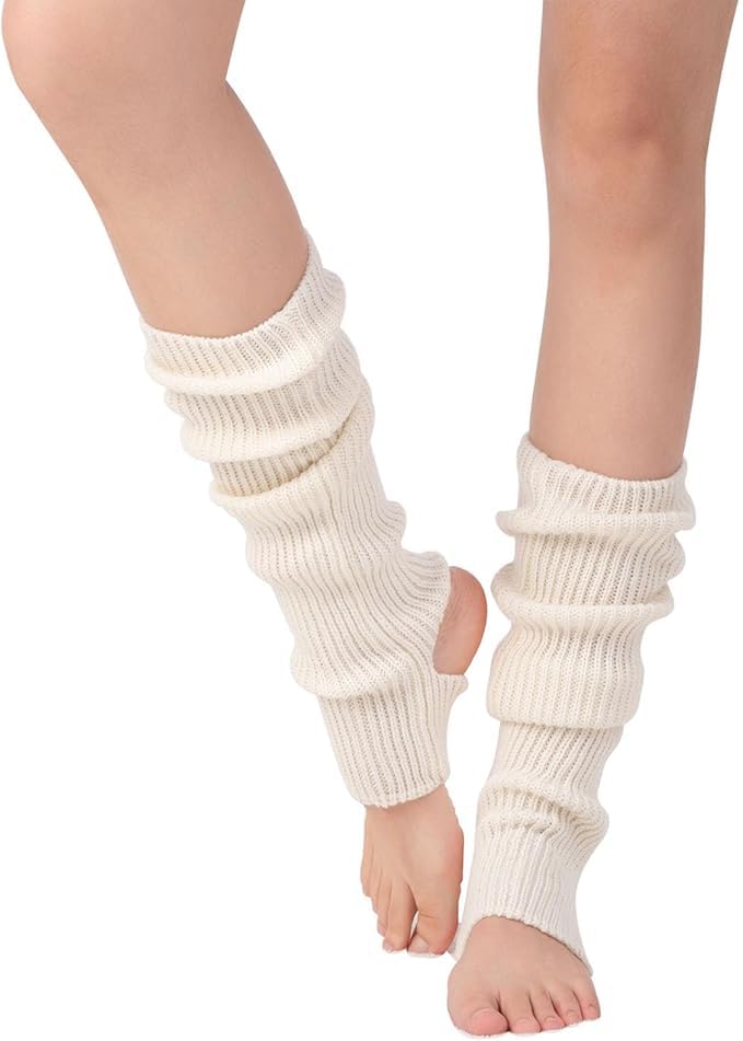 Guojanfon 1 Pair Fashion Yoga Socks for Women Girls Workout Socks Toeless Training Dance Leg Warmers (White) - Image 1